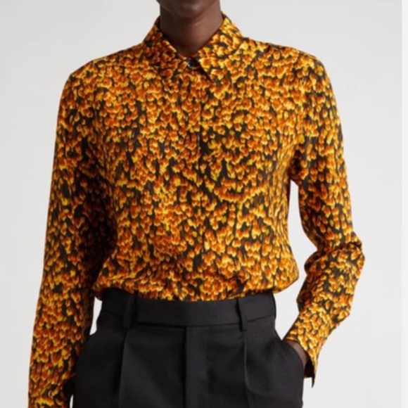 Altuzarra Tops - ALTUZARRA Chika Feather Print Silk Shirt